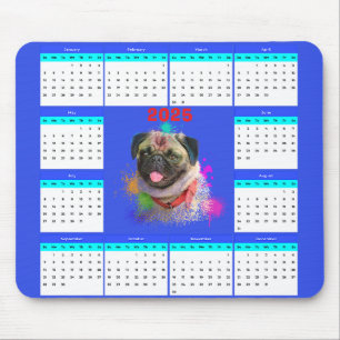 Mousepad Calendário Personalizável de Cachorro de Enxame de