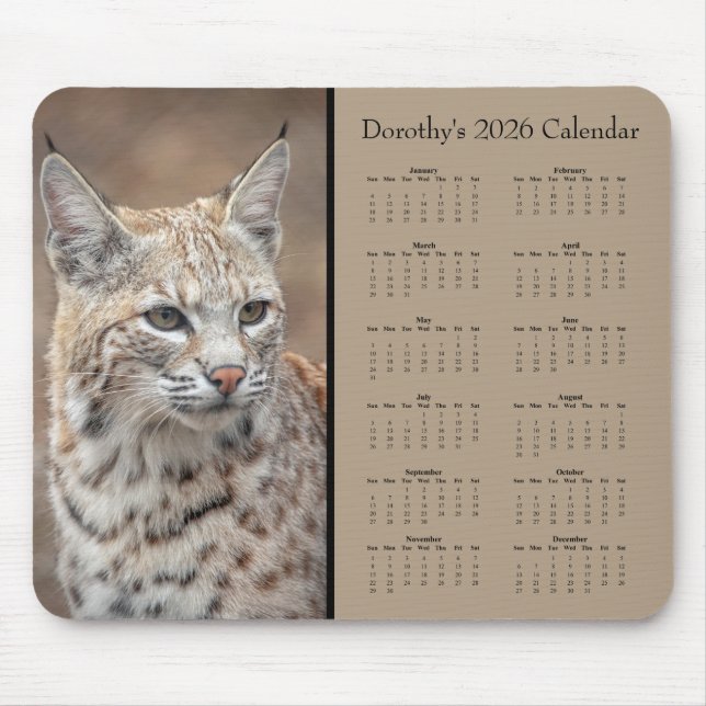 Mousepad Calendário personalizável do Bobcat 2026 (Frente)