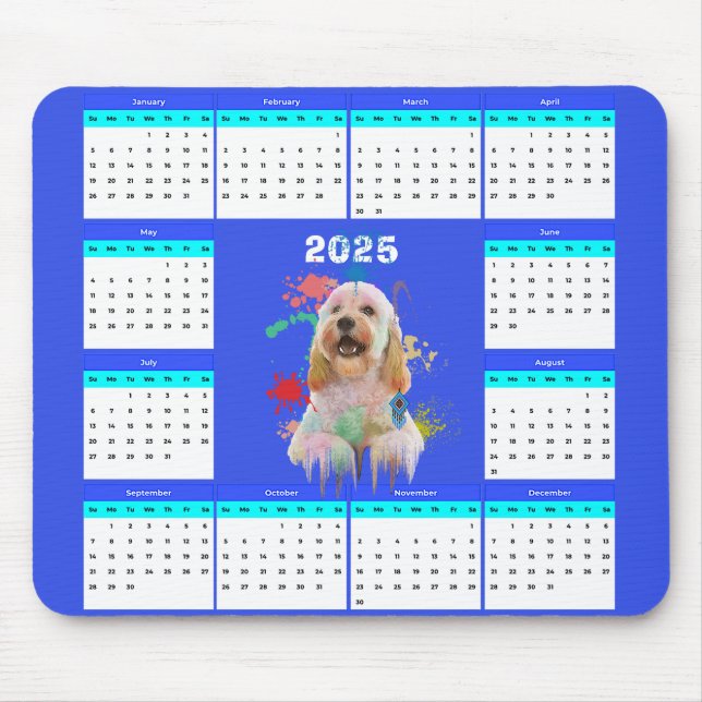 Mousepad Calendário Personalizável do Cachorro de Cockapoo (Frente)