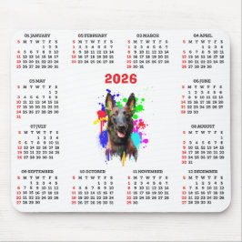 Mousepad Calendário Personalizável do Cão Malinois Fofo