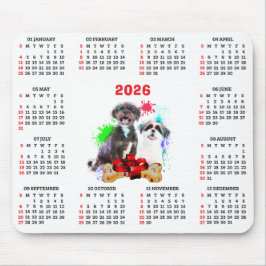 Mousepad Calendário Personalizável do Cute Shih Tzu Dog 