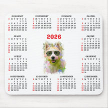 Calendário Personalizável do Westie Cute