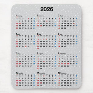 Mousepad Calendário Pontilhado Cinza 2027