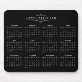 Mousepad Calendário Preto 2022 Simples, Mas Elegante | Mous