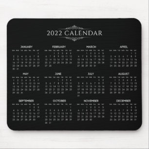 Mousepad Calendário Preto 2022 Simples, Mas Elegante Mous