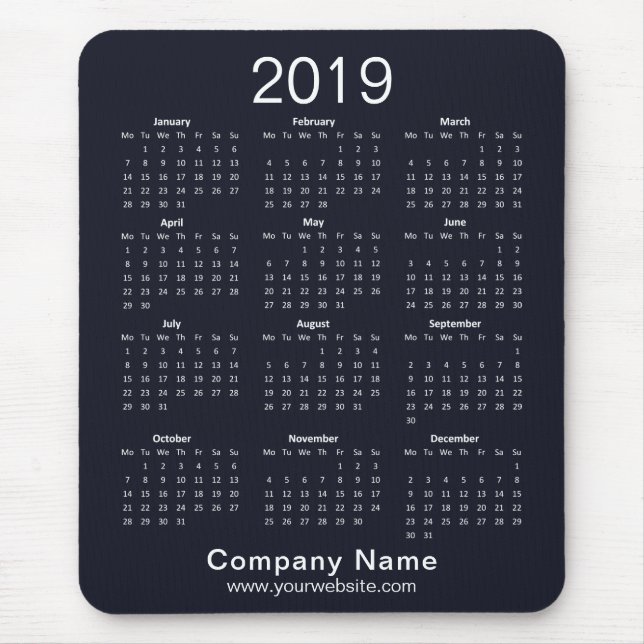 Mousepad Calendário Profissional da Empresa (Frente)