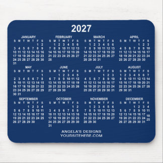 Mousepad Calendário Promocional Azul Marinho e Branco 2027