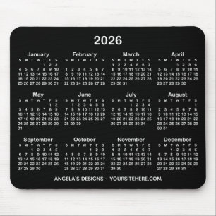 Mousepad Calendário Promocional Preto e Branco