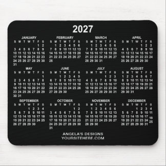 Mousepad Calendário Promocional Preto e Branco 2027
