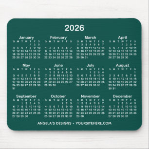 Mousepad Calendário Promocional Turquesa Escuro e Branco