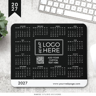 Mousepad Calendário Rato 2027 Logotipo Corporativo Preto