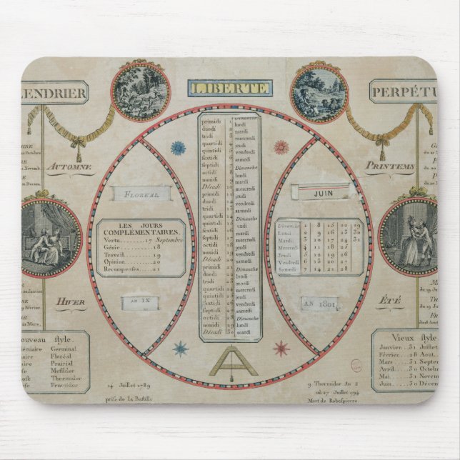 Mousepad Calendário republicano perpétuo, em junho de 1801 (Frente)