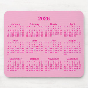 Mousepad Calendário Rosa Claro e Vibrante 2026