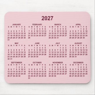 Mousepad Calendário Rosa e Borgonha 2027