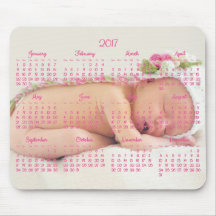 Calendário Rosa Pad do Mouse Personalizado 2017 Fo
