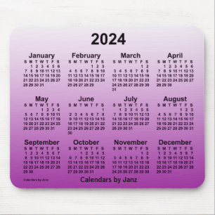 Mousepad Calendário roxo desbotado de 2024 pelo Painel do