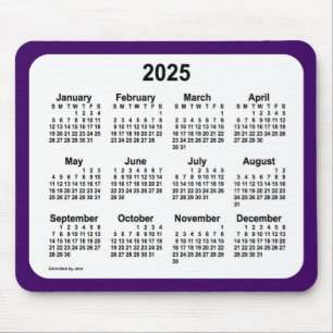 Mousepad Calendário roxo e branco de 2025 por Janz Dois To