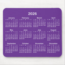 Mousepad Calendário Roxo Real e Branco 2026