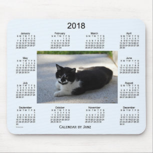 Mousepad Calendário Sassy do gato 2018 por Janz