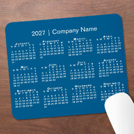 Mousepad Calendário Simples 2027 Nome da Empresa Azul