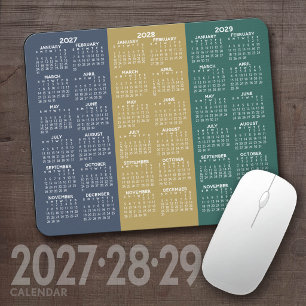 Mousepad Calendário Simples de 3 Anos 2027 2028 2029 Cores