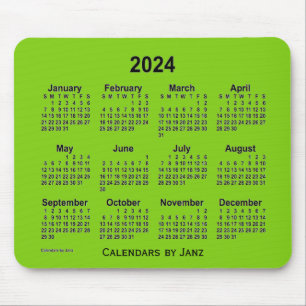 Mousepad Calendário Verde Amarelo de 2024 por Janz Mouse Pa