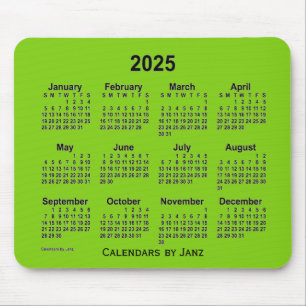 Mousepad Calendário Verde Amarelo de 2025 por Janz Mouse Pa