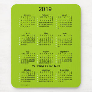 Mousepad Calendário verde-amarelo de 52 semanas 2019 por