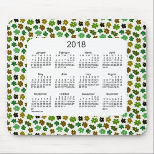 Mousepad Calendário verde de 2018 flower power por Janz