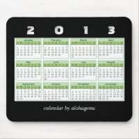 Mousepad Calendário Verde Floresta Tropical 2013