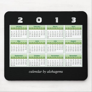 Mousepad Calendário Verde Floresta Tropical 2013