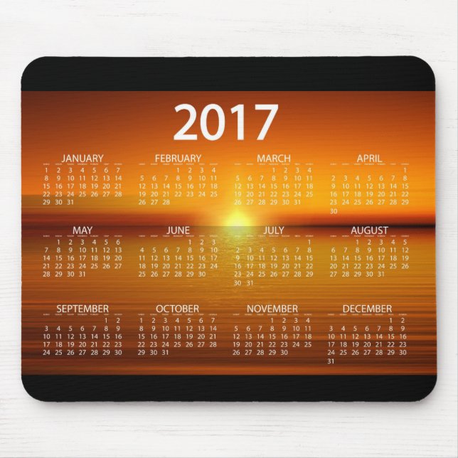 Mousepad Calendários 2017 do por do sol (Frente)