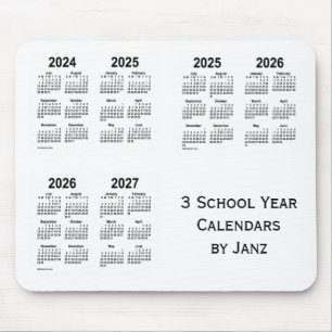 Mousepad Calendários 2024-2027 White 3 School Year de Janz