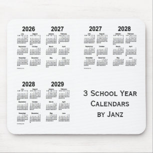 Mousepad Calendários 2026-2029 White 3 School Year de Janz