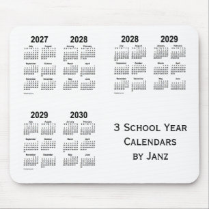 Mousepad Calendários 2027-2030 White 3 School Year de Janz