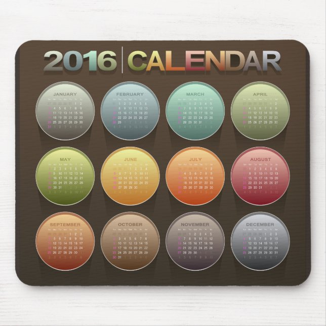 Mousepad Calendários de feriados 2016 (Frente)