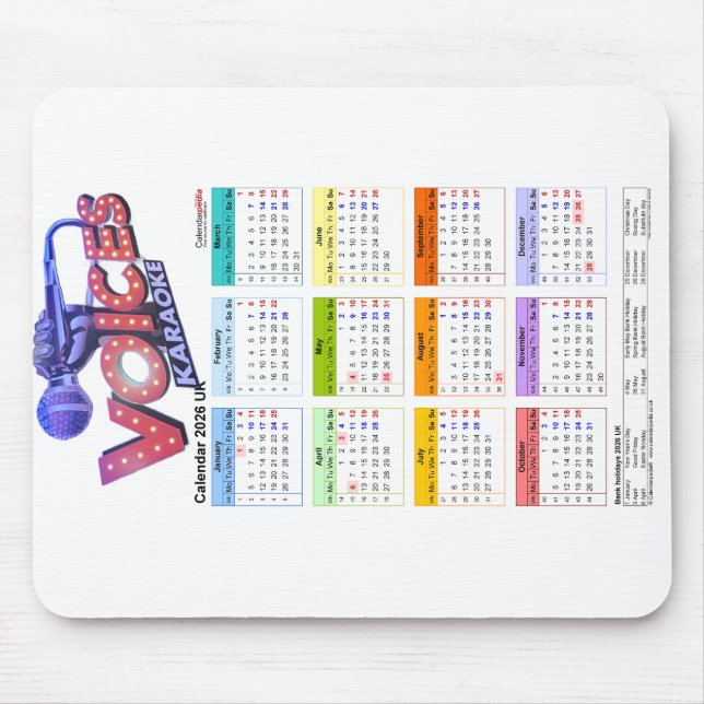 Mousepad Calender 2026 mousepad. (Frente)