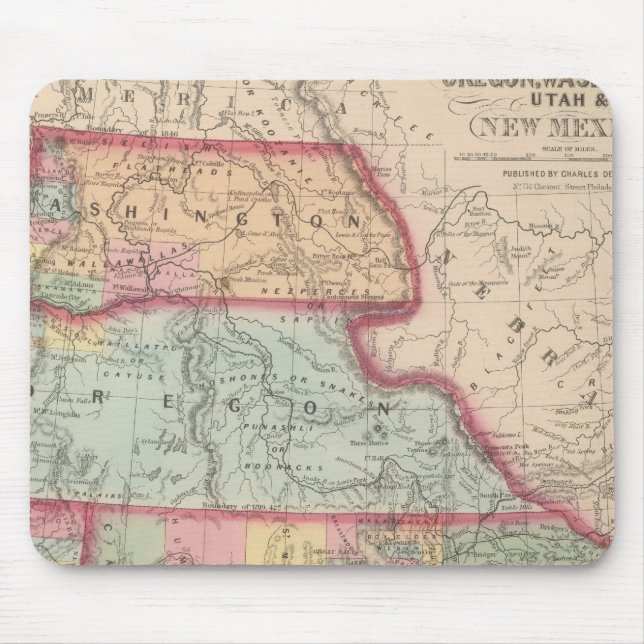 Mousepad Califórnia, Territórios de Oregon, Washington (Frente)