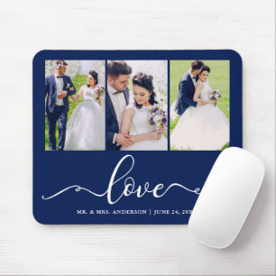 Mousepad Caligrafia Amor 3 Foto De Casamento - Escolher Cor
