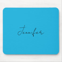 Mousepad Caligrafia Elegante Simples Nome Azul