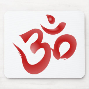 Mousepad Caligrafia Hindu vermelha do OM Aum Devanagari do