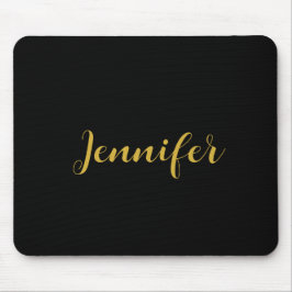 Mousepad Caligrafia Minimalista Moderna - Nome Preto Dourad