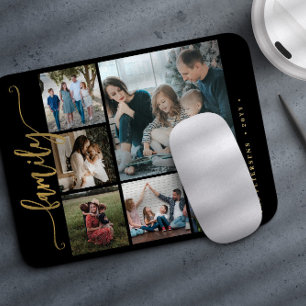 Mousepad Caligrafia moderna da família de colagens de fotos