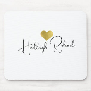 Mousepad Caligrafia Monograma Coração Nome