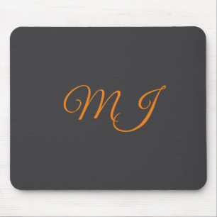 Mousepad Caligrafia monograma inicial nome laranja cinza