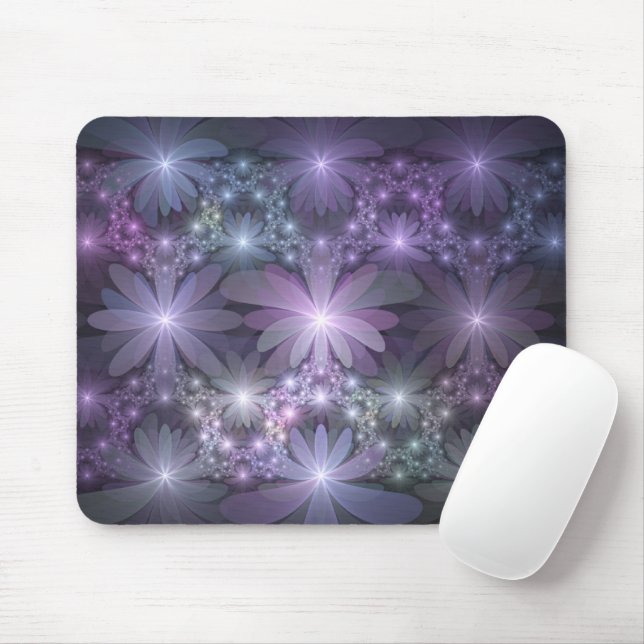 Mousepad Cama de Flores Arte Fractal Abstrato Brilhante e M (Com mouse)