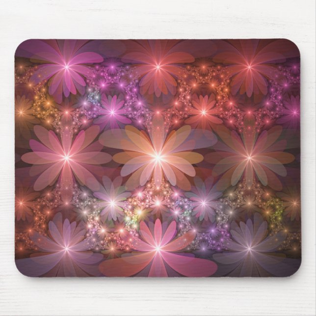 Mousepad Cama De Flores Colorida Abstrata Arte Fractal Bril (Frente)