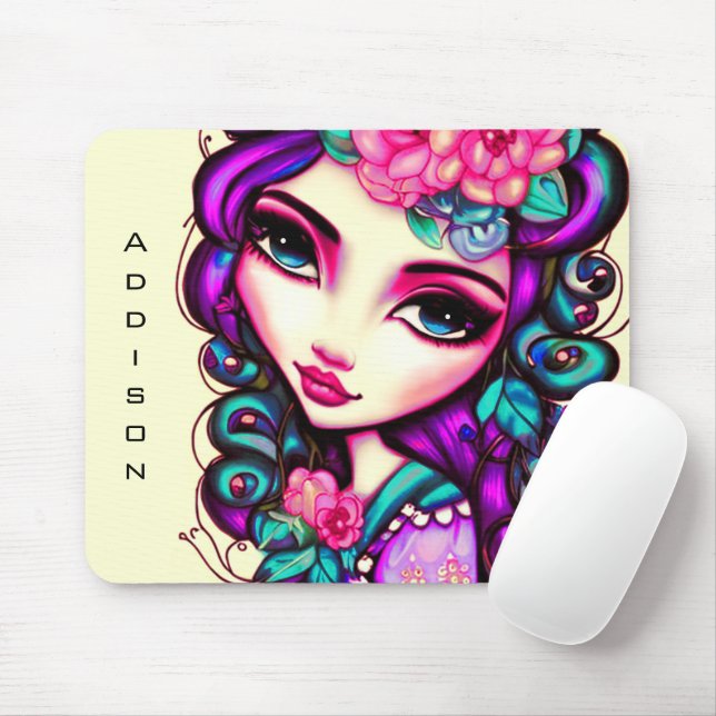 Mousepad Camada de Rato Artístico Para Rapariga Branca (Com mouse)