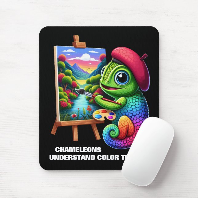 Mousepad Camaleões Entendam Teoria das Cores (Com mouse)