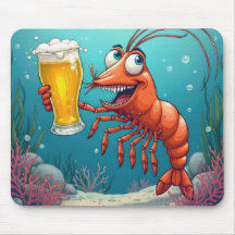 Camarão com uma taça de vidro